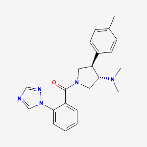 molecular formula C22H25N5O B5663946 (3S*,4R*)-N,N-dimethyl-4-(4-methylphenyl)-1-[2-(1H-1,2,4-triazol-1-yl)benzoyl]pyrrolidin-3-amine 