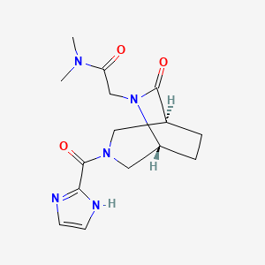 molecular formula C15H21N5O3 B5663963 2-[(1S*,5R*)-3-(1H-imidazol-2-ylcarbonyl)-7-oxo-3,6-diazabicyclo[3.2.2]non-6-yl]-N,N-dimethylacetamide 