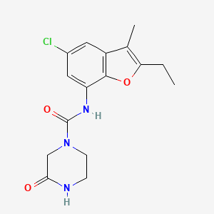 molecular formula C16H18ClN3O3 B5663980 N-(5-chloro-2-ethyl-3-methyl-1-benzofuran-7-yl)-3-oxopiperazine-1-carboxamide 