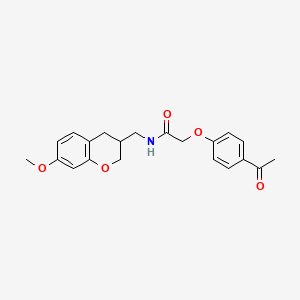 molecular formula C21H23NO5 B5664014 2-(4-acetylphenoxy)-N-[(7-methoxy-3,4-dihydro-2H-chromen-3-yl)methyl]acetamide 