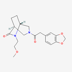 molecular formula C19H24N2O5 B5664043 (1S*,5R*)-3-(1,3-benzodioxol-5-ylacetyl)-6-(2-methoxyethyl)-3,6-diazabicyclo[3.2.2]nonan-7-one 