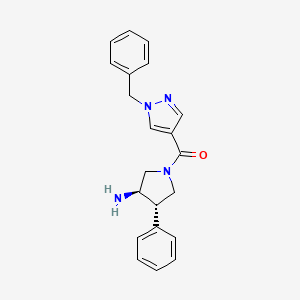 molecular formula C21H22N4O B5664080 (3R*,4S*)-1-[(1-benzyl-1H-pyrazol-4-yl)carbonyl]-4-phenylpyrrolidin-3-amine 