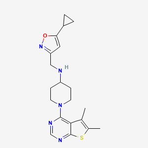 molecular formula C20H25N5OS B5664158 N-[(5-cyclopropylisoxazol-3-yl)methyl]-1-(5,6-dimethylthieno[2,3-d]pyrimidin-4-yl)piperidin-4-amine 