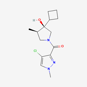 molecular formula C14H20ClN3O2 B5664192 (3R*,4R*)-1-[(4-chloro-1-methyl-1H-pyrazol-3-yl)carbonyl]-3-cyclobutyl-4-methyl-3-pyrrolidinol 