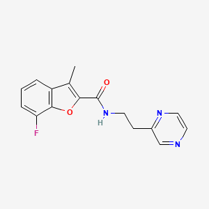 molecular formula C16H14FN3O2 B5664199 7-fluoro-3-methyl-N-[2-(2-pyrazinyl)ethyl]-1-benzofuran-2-carboxamide 