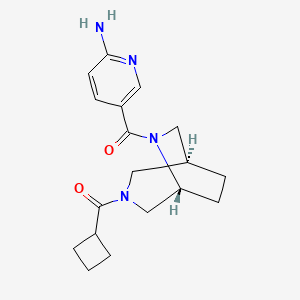 molecular formula C18H24N4O2 B5664220 5-{[(1S*,5R*)-3-(cyclobutylcarbonyl)-3,6-diazabicyclo[3.2.2]non-6-yl]carbonyl}-2-pyridinamine 