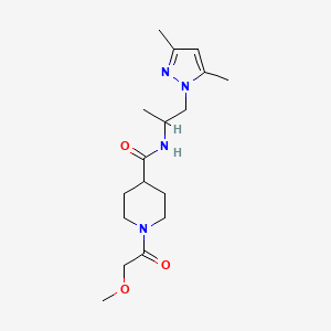 molecular formula C17H28N4O3 B5664227 N-[2-(3,5-dimethyl-1H-pyrazol-1-yl)-1-methylethyl]-1-(methoxyacetyl)-4-piperidinecarboxamide 