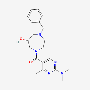 molecular formula C20H27N5O2 B5664305 1-benzyl-4-{[2-(dimethylamino)-4-methyl-5-pyrimidinyl]carbonyl}-1,4-diazepan-6-ol 