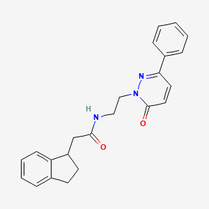 molecular formula C23H23N3O2 B5664310 2-(2,3-dihydro-1H-inden-1-yl)-N-[2-(6-oxo-3-phenyl-1(6H)-pyridazinyl)ethyl]acetamide 