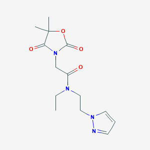 molecular formula C14H20N4O4 B5664324 2-(5,5-dimethyl-2,4-dioxo-1,3-oxazolidin-3-yl)-N-ethyl-N-[2-(1H-pyrazol-1-yl)ethyl]acetamide 