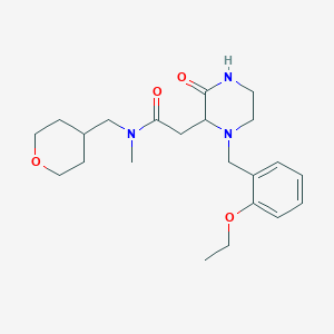 molecular formula C22H33N3O4 B5664343 2-[1-(2-ethoxybenzyl)-3-oxo-2-piperazinyl]-N-methyl-N-(tetrahydro-2H-pyran-4-ylmethyl)acetamide 