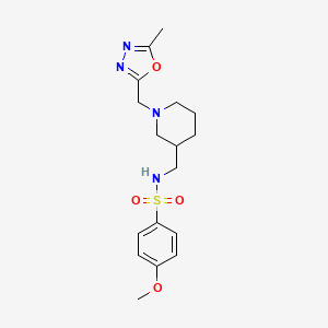 molecular formula C17H24N4O4S B5664378 4-methoxy-N-({1-[(5-methyl-1,3,4-oxadiazol-2-yl)methyl]piperidin-3-yl}methyl)benzenesulfonamide 
