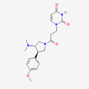 molecular formula C20H26N4O4 B5664396 1-{3-[(3S*,4R*)-3-(dimethylamino)-4-(4-methoxyphenyl)pyrrolidin-1-yl]-3-oxopropyl}pyrimidine-2,4(1H,3H)-dione 