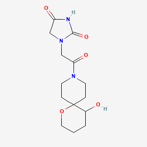 molecular formula C14H21N3O5 B5664427 1-[2-(5-hydroxy-1-oxa-9-azaspiro[5.5]undec-9-yl)-2-oxoethyl]-2,4-imidazolidinedione 