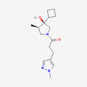 molecular formula C16H25N3O2 B5664453 (3R*,4R*)-3-cyclobutyl-4-methyl-1-[3-(1-methyl-1H-pyrazol-4-yl)propanoyl]-3-pyrrolidinol 