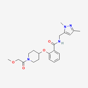 molecular formula C21H28N4O4 B5664496 N-[(1,3-dimethyl-1H-pyrazol-5-yl)methyl]-2-{[1-(methoxyacetyl)piperidin-4-yl]oxy}benzamide 