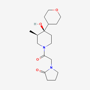 molecular formula C17H28N2O4 B5664567 1-{2-[(3R*,4R*)-4-hydroxy-3-methyl-4-(tetrahydro-2H-pyran-4-yl)-1-piperidinyl]-2-oxoethyl}-2-pyrrolidinone 