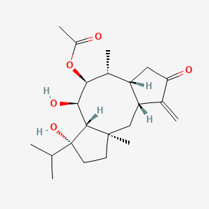 molecular formula C22H34O5 B566458 [(1R,3R,7R,8R,9S,10R,11S,12R)-10,12-dihydroxy-1,8-dimethyl-4-methylidene-5-oxo-12-propan-2-yl-9-tricyclo[9.3.0.03,7]tetradecanyl] acetate CAS No. 101390-89-0