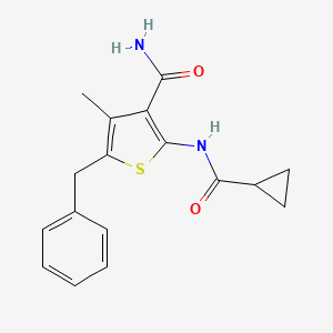 molecular formula C17H18N2O2S B5664589 5-benzyl-2-[(cyclopropylcarbonyl)amino]-4-methyl-3-thiophenecarboxamide 