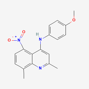 molecular formula C18H17N3O3 B5664674 N-(4-methoxyphenyl)-2,8-dimethyl-5-nitro-4-quinolinamine 