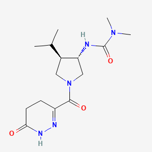 molecular formula C15H25N5O3 B5664686 N'-{(3S*,4R*)-4-isopropyl-1-[(6-oxo-1,4,5,6-tetrahydropyridazin-3-yl)carbonyl]pyrrolidin-3-yl}-N,N-dimethylurea 
