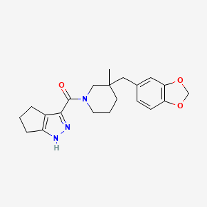 molecular formula C21H25N3O3 B5664702 3-{[3-(1,3-benzodioxol-5-ylmethyl)-3-methylpiperidin-1-yl]carbonyl}-1,4,5,6-tetrahydrocyclopenta[c]pyrazole 