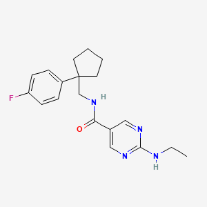 molecular formula C19H23FN4O B5664746 2-(ethylamino)-N-{[1-(4-fluorophenyl)cyclopentyl]methyl}-5-pyrimidinecarboxamide 