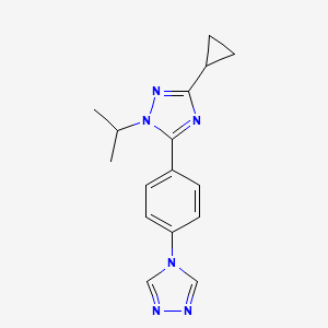 molecular formula C16H18N6 B5664761 3-cyclopropyl-1-isopropyl-5-[4-(4H-1,2,4-triazol-4-yl)phenyl]-1H-1,2,4-triazole 