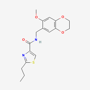 molecular formula C17H20N2O4S B5664813 N-[(7-methoxy-2,3-dihydro-1,4-benzodioxin-6-yl)methyl]-2-propyl-1,3-thiazole-4-carboxamide 