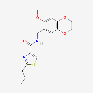 N-[(7-methoxy-2,3-dihydro-1,4-benzodioxin-6-yl)methyl]-2-propyl-1,3-thiazole-4-carboxamide