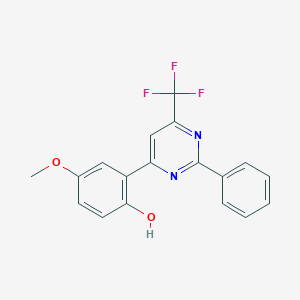 molecular formula C18H13F3N2O2 B5664824 4-methoxy-2-[2-phenyl-6-(trifluoromethyl)-4-pyrimidinyl]phenol 