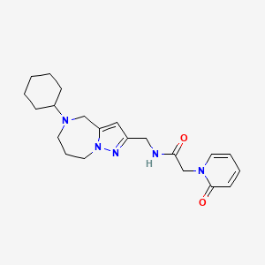 molecular formula C21H29N5O2 B5664844 N-[(5-cyclohexyl-5,6,7,8-tetrahydro-4H-pyrazolo[1,5-a][1,4]diazepin-2-yl)methyl]-2-(2-oxopyridin-1(2H)-yl)acetamide 