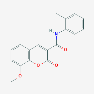 molecular formula C18H15NO4 B5664850 8-methoxy-N-(2-methylphenyl)-2-oxo-2H-chromene-3-carboxamide 