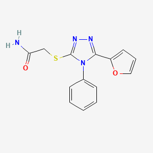 molecular formula C14H12N4O2S B5664855 2-{[5-(2-furyl)-4-phenyl-4H-1,2,4-triazol-3-yl]thio}acetamide 