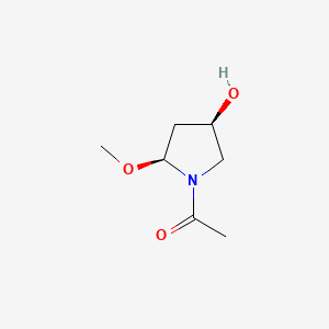 molecular formula C7H13NO3 B566497 1-((2S,4R)-4-Hydroxy-2-methoxypyrrolidin-1-yl)ethanone CAS No. 105595-45-7
