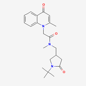 molecular formula C22H29N3O3 B5664981 N-[(1-tert-butyl-5-oxopyrrolidin-3-yl)methyl]-N-methyl-2-(2-methyl-4-oxoquinolin-1(4H)-yl)acetamide 