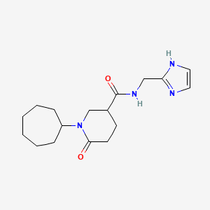 molecular formula C17H26N4O2 B5665009 1-cycloheptyl-N-(1H-imidazol-2-ylmethyl)-6-oxo-3-piperidinecarboxamide 