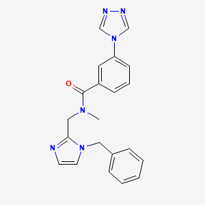 molecular formula C21H20N6O B5665027 N-[(1-benzyl-1H-imidazol-2-yl)methyl]-N-methyl-3-(4H-1,2,4-triazol-4-yl)benzamide 