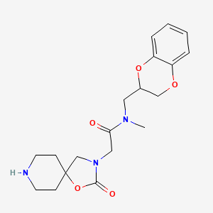 molecular formula C19H25N3O5 B5665033 N-(2,3-dihydro-1,4-benzodioxin-2-ylmethyl)-N-methyl-2-(2-oxo-1-oxa-3,8-diazaspiro[4.5]dec-3-yl)acetamide hydrochloride 