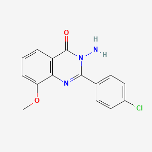 molecular formula C15H12ClN3O2 B566506 4(3h)-Quinazolinone,3-amino-2-(p-chlorophenyl)-8-methoxy- CAS No. 106473-00-1
