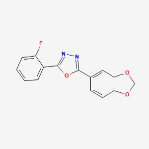 molecular formula C15H9FN2O3 B5665103 2-(1,3-benzodioxol-5-yl)-5-(2-fluorophenyl)-1,3,4-oxadiazole 