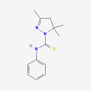 molecular formula C13H17N3S B5665130 3,5,5-trimethyl-N-phenyl-4,5-dihydro-1H-pyrazole-1-carbothioamide 