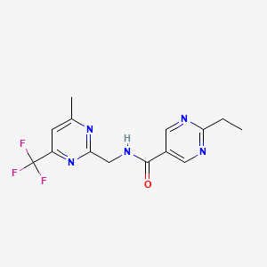 molecular formula C14H14F3N5O B5665144 2-ethyl-N-{[4-methyl-6-(trifluoromethyl)-2-pyrimidinyl]methyl}-5-pyrimidinecarboxamide 