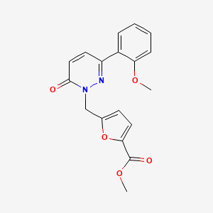 molecular formula C18H16N2O5 B5665196 methyl 5-{[3-(2-methoxyphenyl)-6-oxo-1(6H)-pyridazinyl]methyl}-2-furoate 