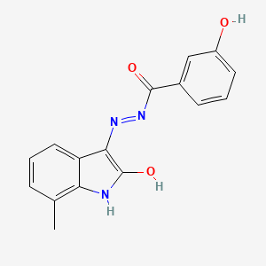 molecular formula C16H13N3O3 B5665203 3-hydroxy-N'-(7-methyl-2-oxo-1,2-dihydro-3H-indol-3-ylidene)benzohydrazide 