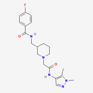 molecular formula C20H26FN5O2 B5665233 N-[(1-{2-[(1,5-dimethyl-1H-pyrazol-4-yl)amino]-2-oxoethyl}piperidin-3-yl)methyl]-4-fluorobenzamide 