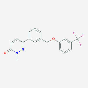 molecular formula C19H15F3N2O2 B5665247 2-methyl-6-(3-{[3-(trifluoromethyl)phenoxy]methyl}phenyl)pyridazin-3(2H)-one 