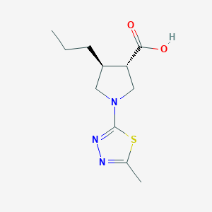 molecular formula C11H17N3O2S B5665255 (3S*,4S*)-1-(5-methyl-1,3,4-thiadiazol-2-yl)-4-propyl-3-pyrrolidinecarboxylic acid 