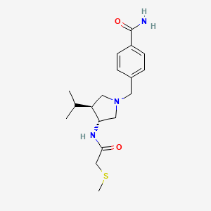molecular formula C18H27N3O2S B5665270 4-[(rel-(3S,4R)-3-isopropyl-4-{[(methylthio)acetyl]amino}-1-pyrrolidinyl)methyl]benzamide hydrochloride 