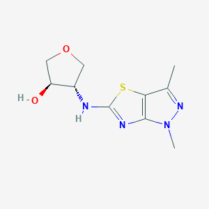 molecular formula C10H14N4O2S B5665274 (3R*,4S*)-4-[(1,3-dimethyl-1H-pyrazolo[3,4-d][1,3]thiazol-5-yl)amino]tetrahydrofuran-3-ol 